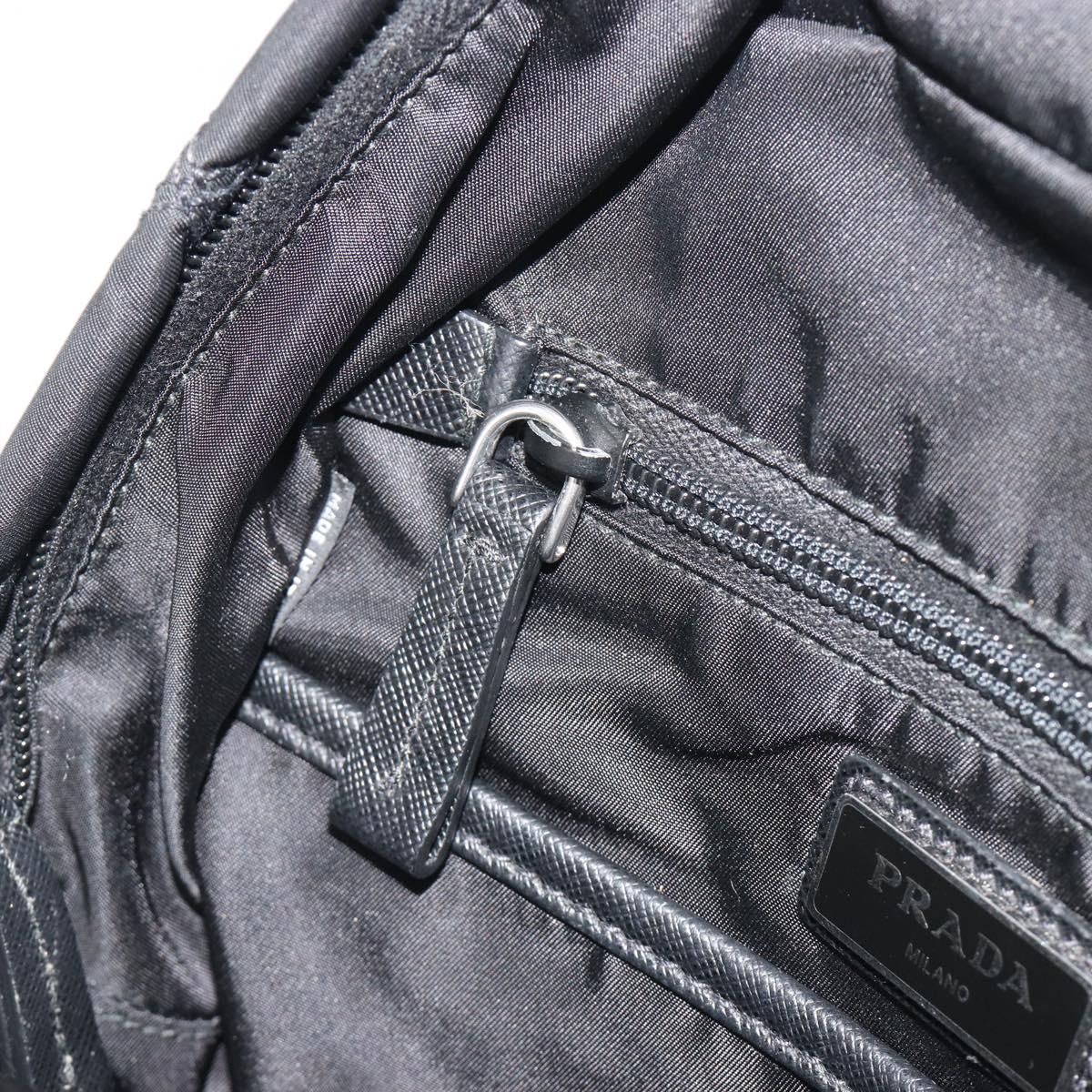 PRADA Body Bag Nylon Black Silver Auth 195008A