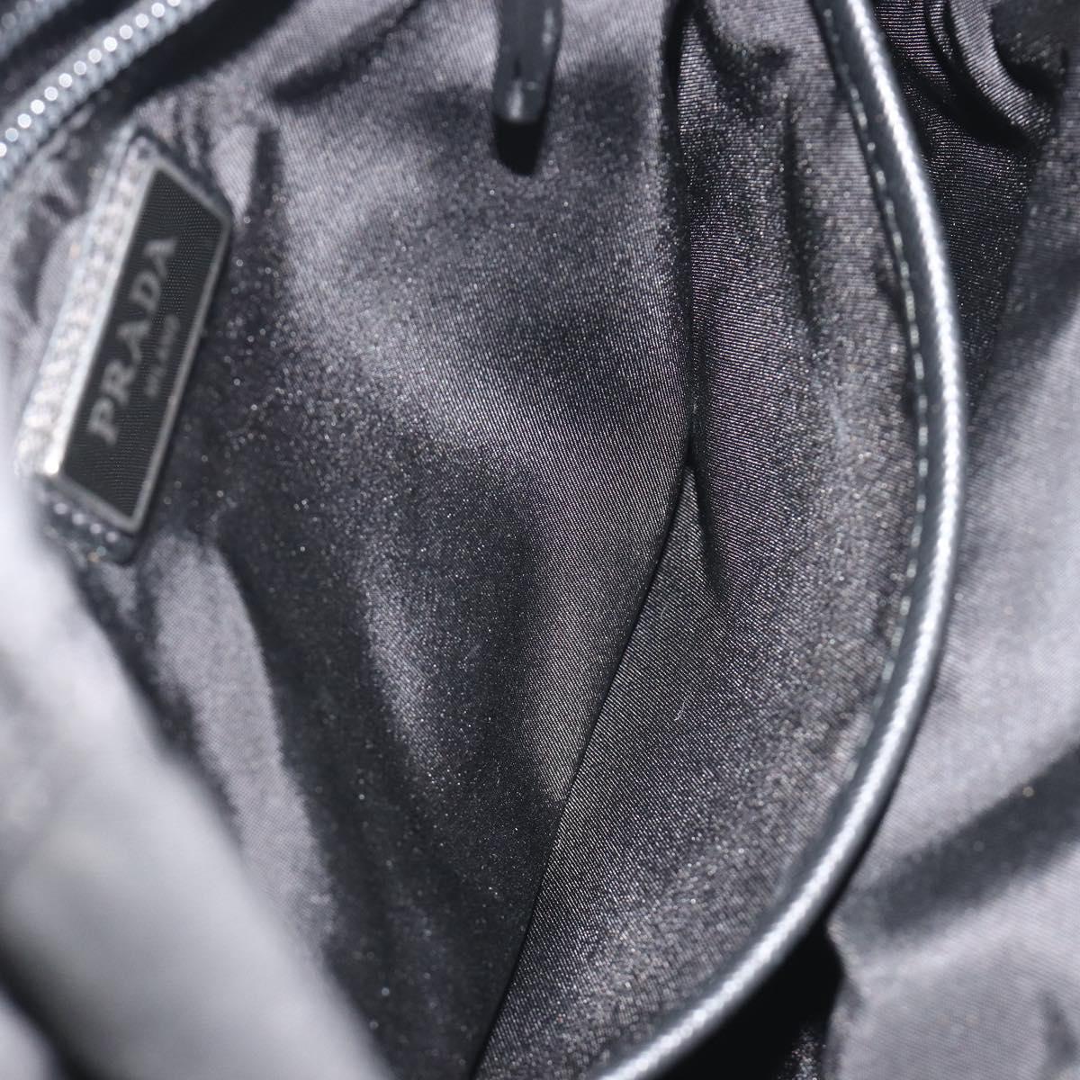 PRADA Body Bag Nylon Black Silver Auth 195008A