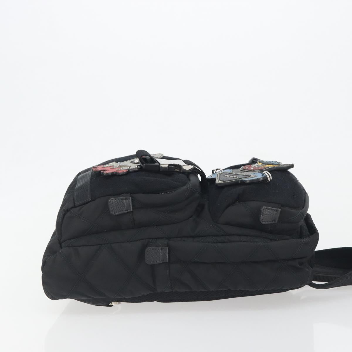 PRADA Body Bag Nylon Black Silver Auth 195008A