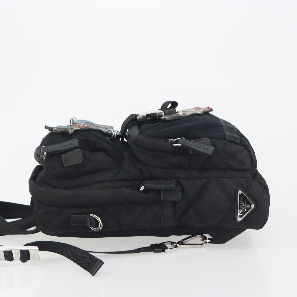 PRADA Body Bag Nylon Black Silver Auth 195008A