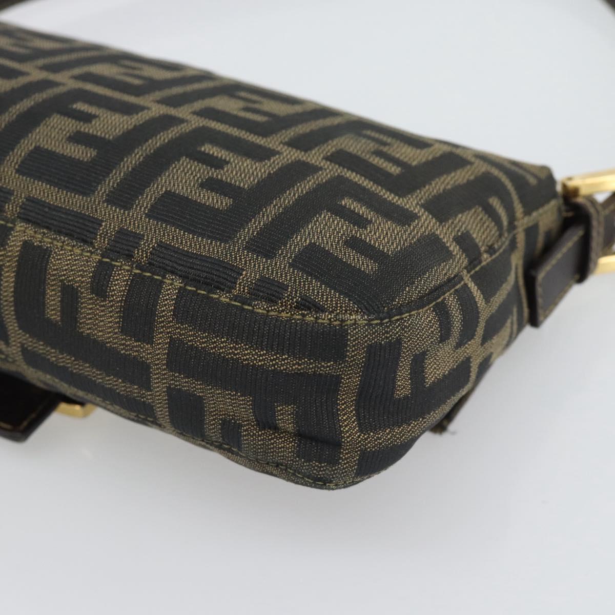 FENDI Zucca Canvas Mamma Baguette Shoulder Bag Brown Black Auth 195009M