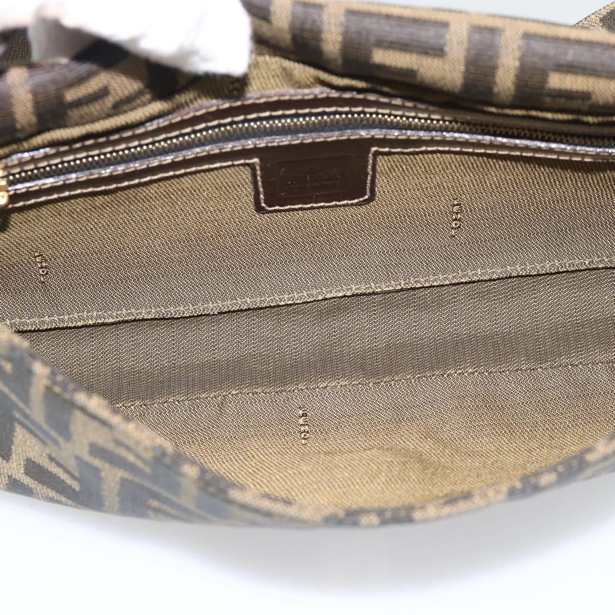 FENDI Zucca Canvas Mamma Baguette Shoulder Bag Brown Black Auth 195009M