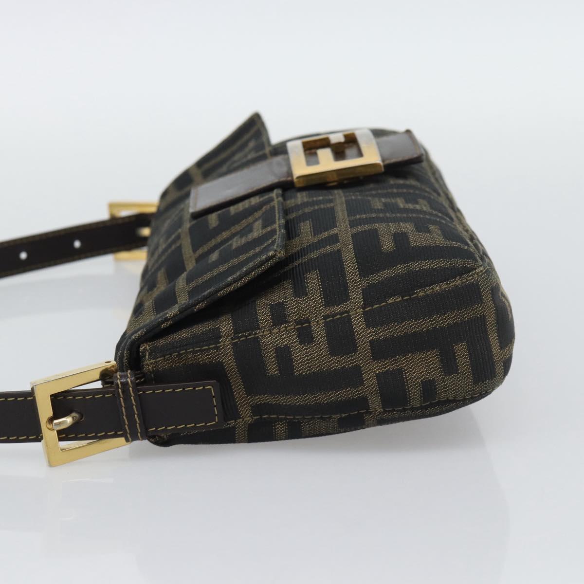 FENDI Zucca Canvas Mamma Baguette Shoulder Bag Brown Black Auth 195009M