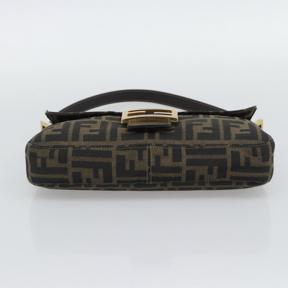 FENDI Zucca Canvas Mamma Baguette Shoulder Bag Brown Black Auth 195009M