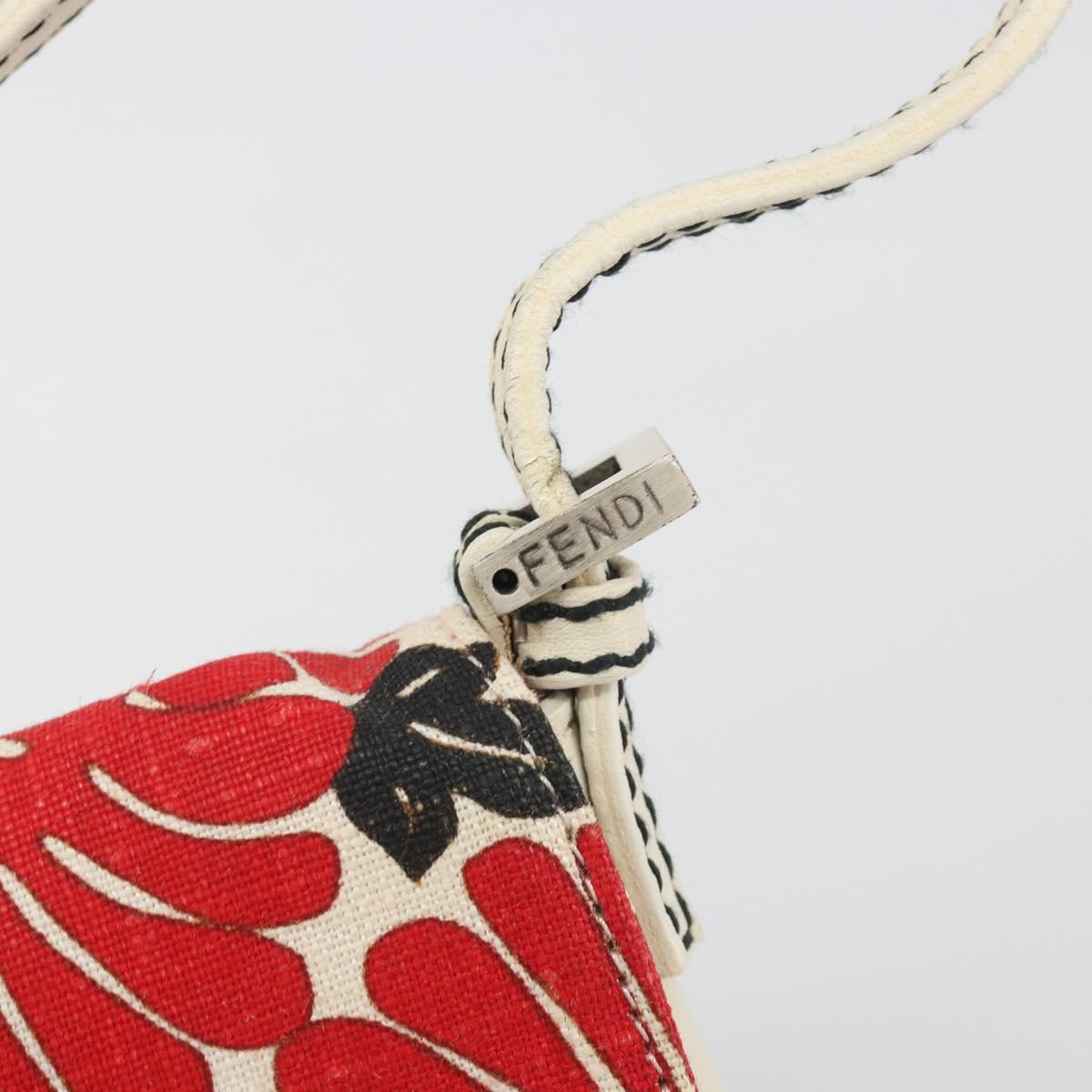 FENDI Mamma Baguette Hand Bag Canvas Red Silver Auth 195011SM