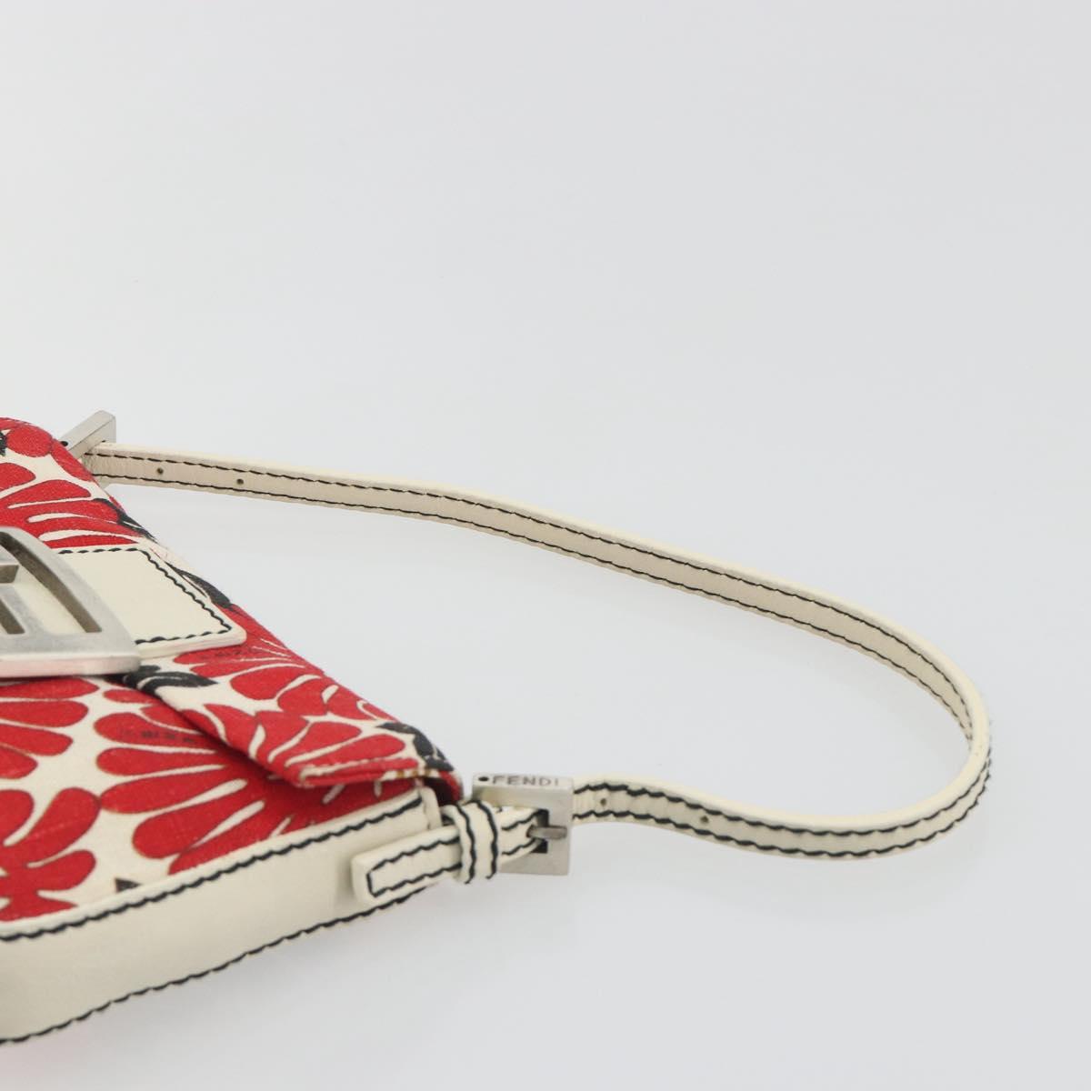FENDI Mamma Baguette Hand Bag Canvas Red Silver Auth 195011SM