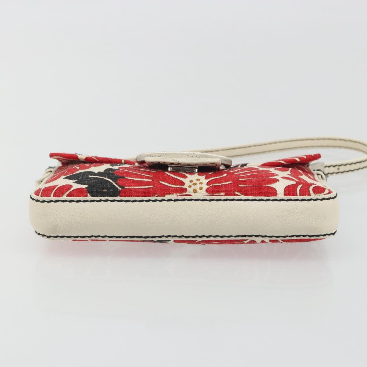 FENDI Mamma Baguette Hand Bag Canvas Red Silver Auth 195011SM