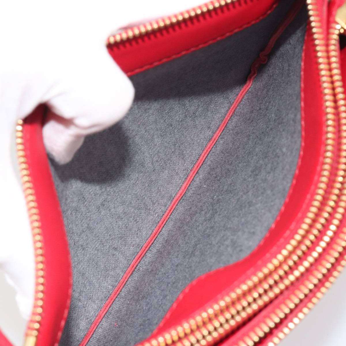 CELINE Trio Shoulder Bag Leather Red Gold Auth 195013A