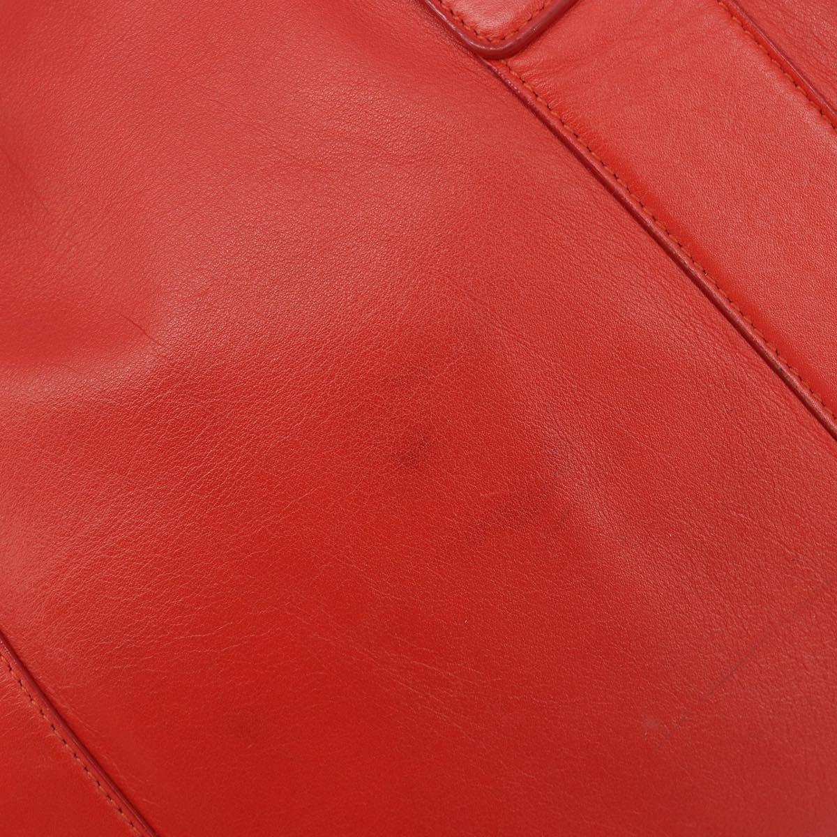 Salvatore Ferragamo Gancini Hand Bag Leather Red Gold Auth 195014