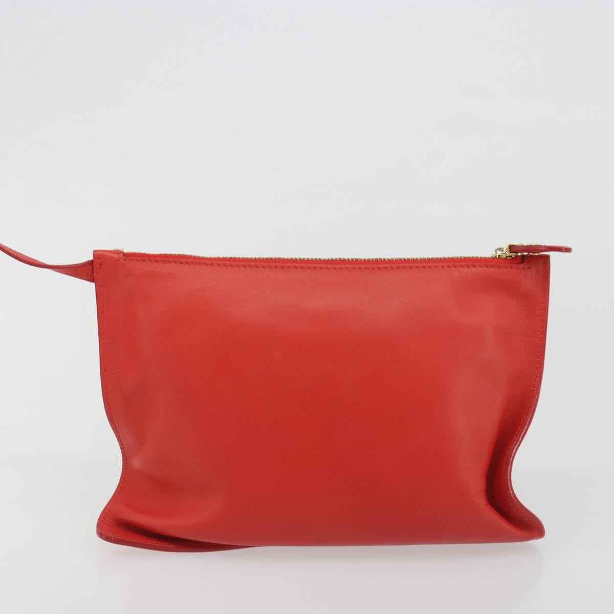 Salvatore Ferragamo Gancini Hand Bag Leather Red Gold Auth 195014