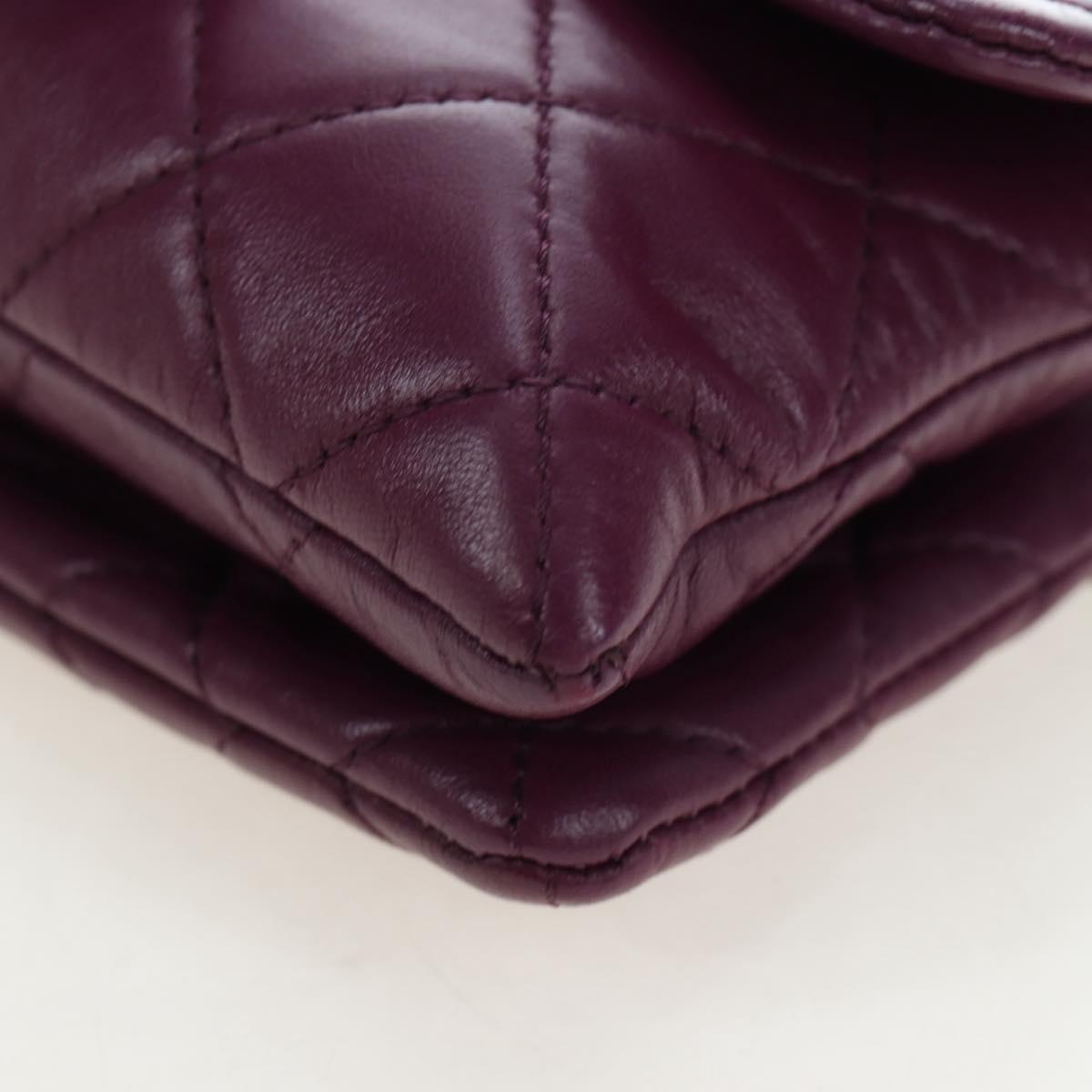 CHANEL Matelasse Chain Shoulder Bag Lamb Skin Purple Silver CC Auth 195019M