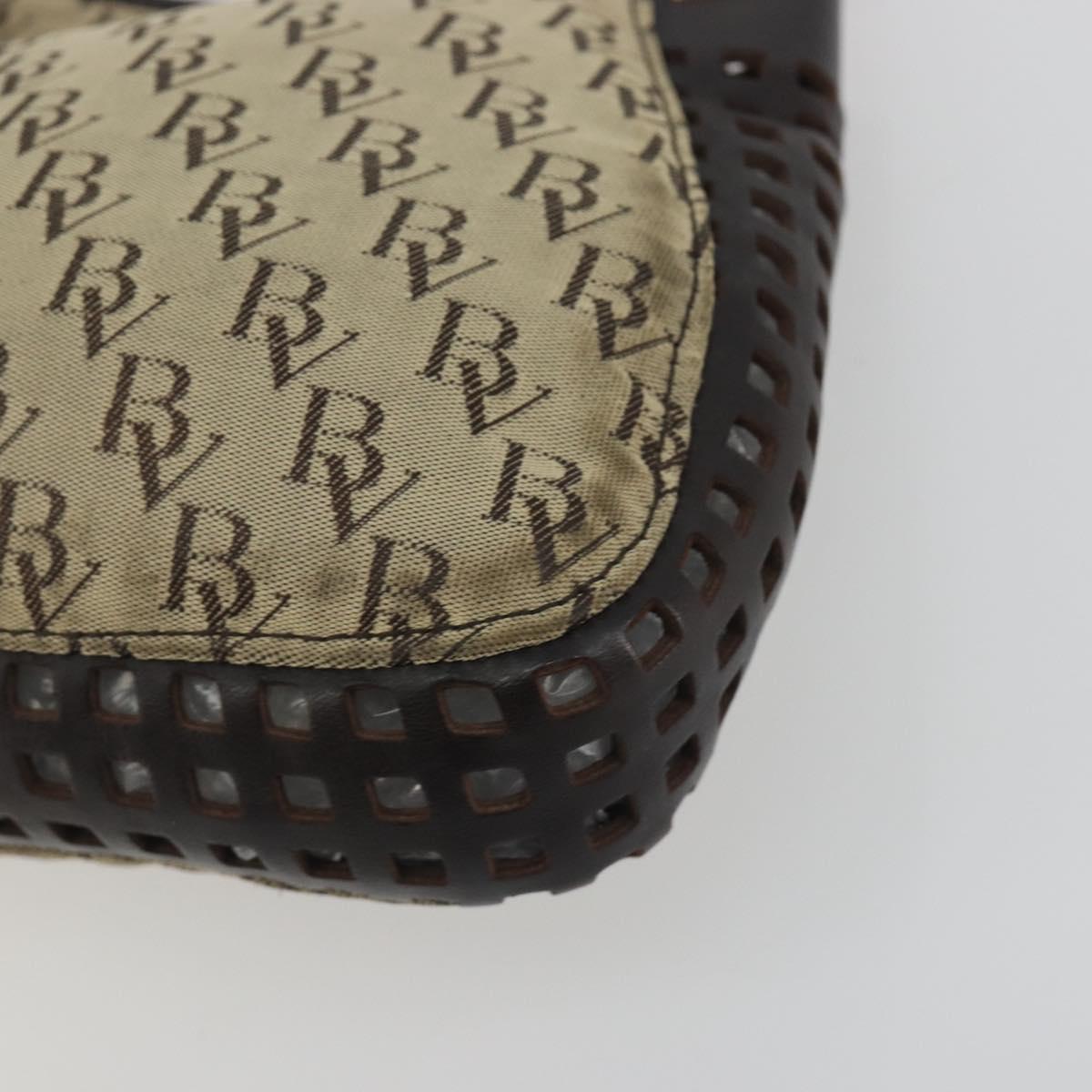 BOTTEGA VENETA Shoulder Bag Canvas Beige Gold Auth 195022