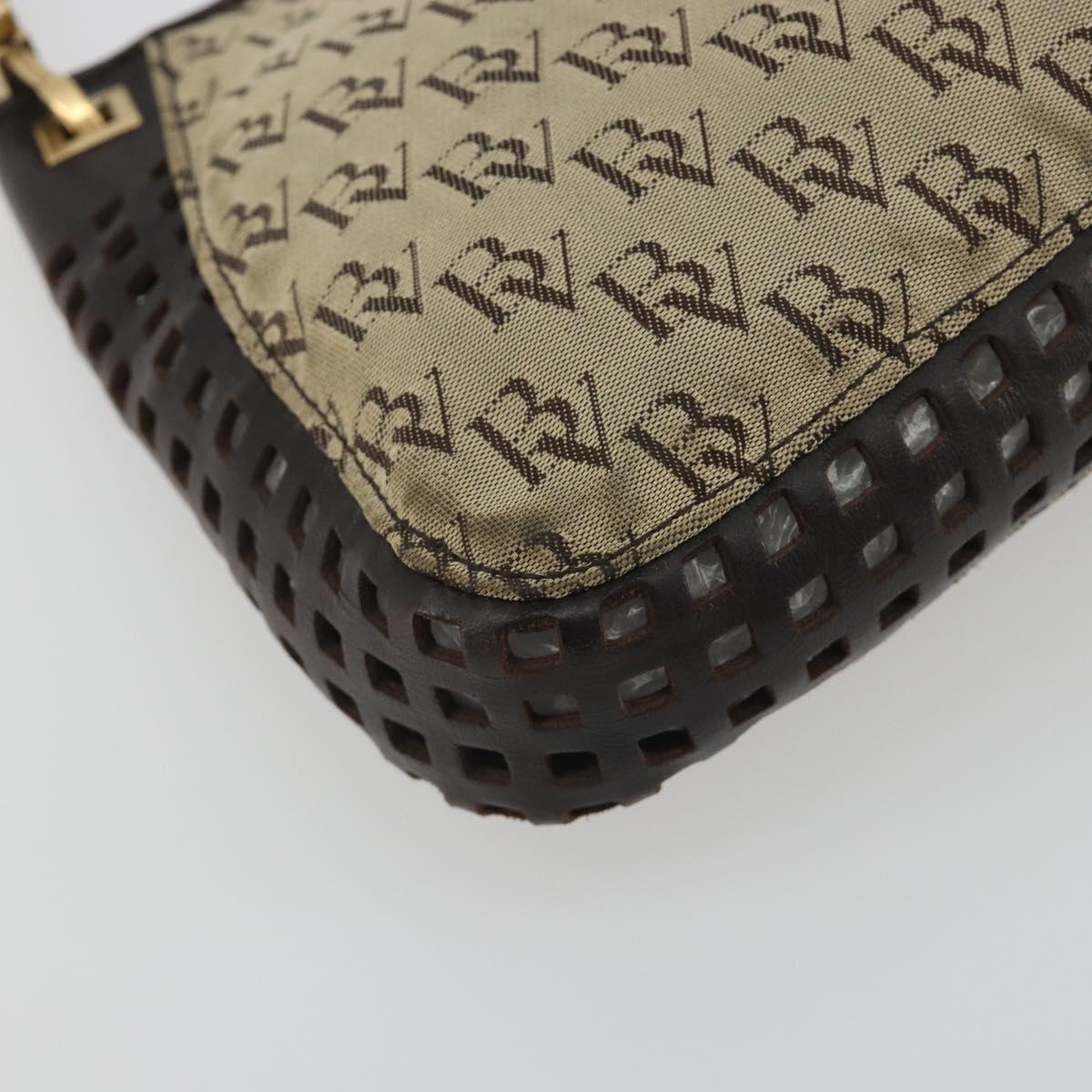 BOTTEGA VENETA Shoulder Bag Canvas Beige Gold Auth 195022