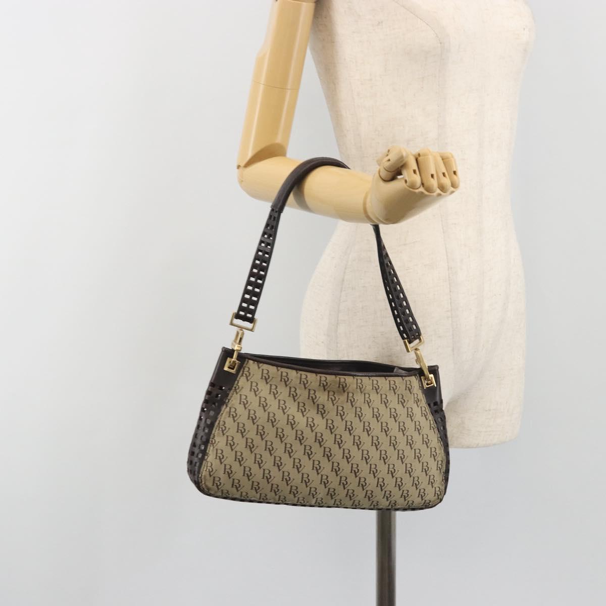 BOTTEGA VENETA Shoulder Bag Canvas Beige Gold Auth 195022