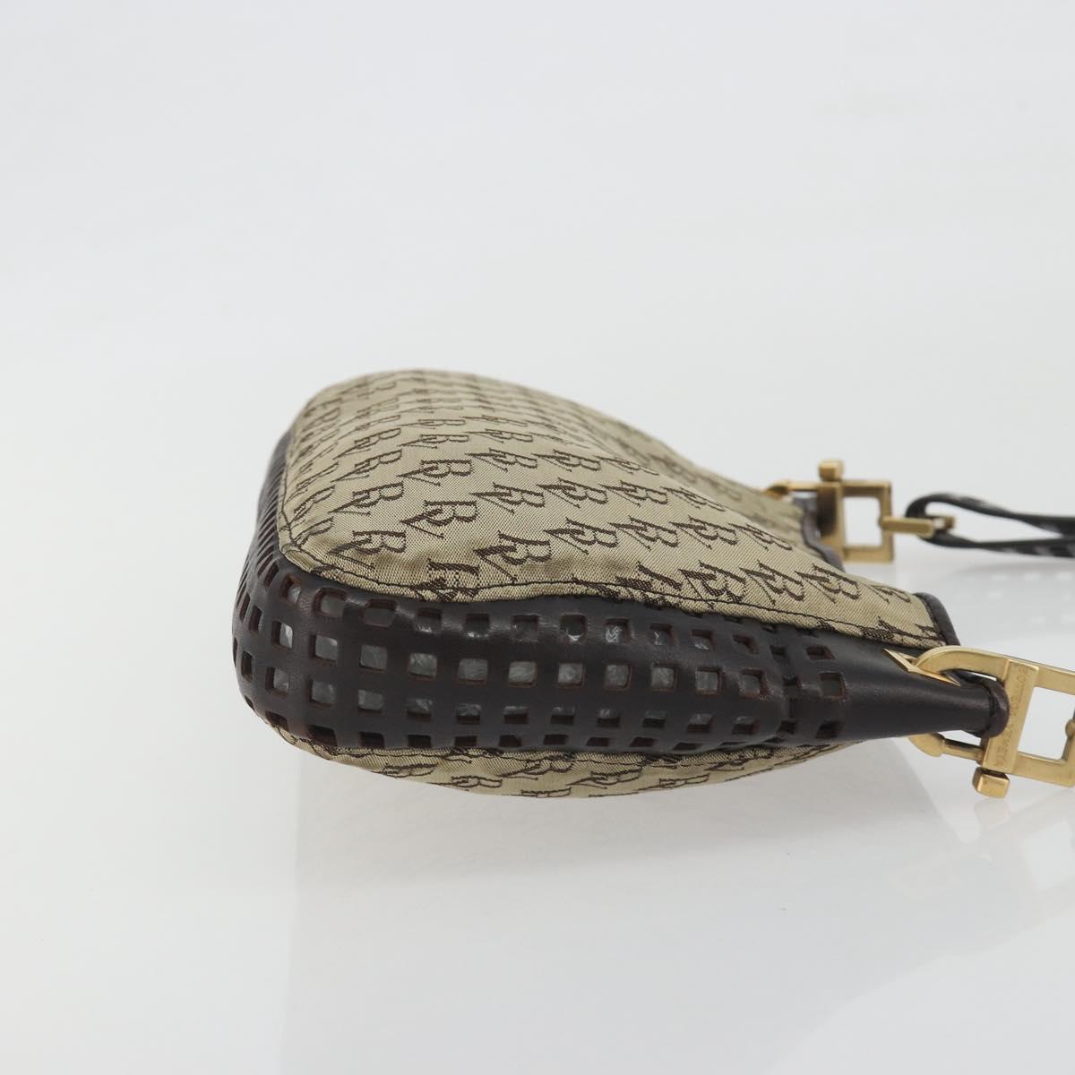 BOTTEGA VENETA Shoulder Bag Canvas Beige Gold Auth 195022