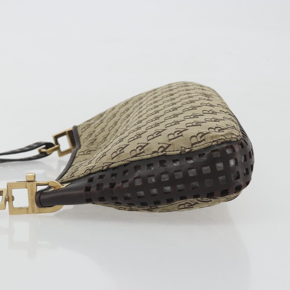 BOTTEGA VENETA Shoulder Bag Canvas Beige Gold Auth 195022