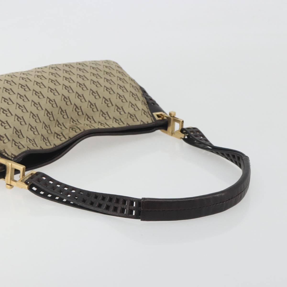 BOTTEGA VENETA Shoulder Bag Canvas Beige Gold Auth 195022