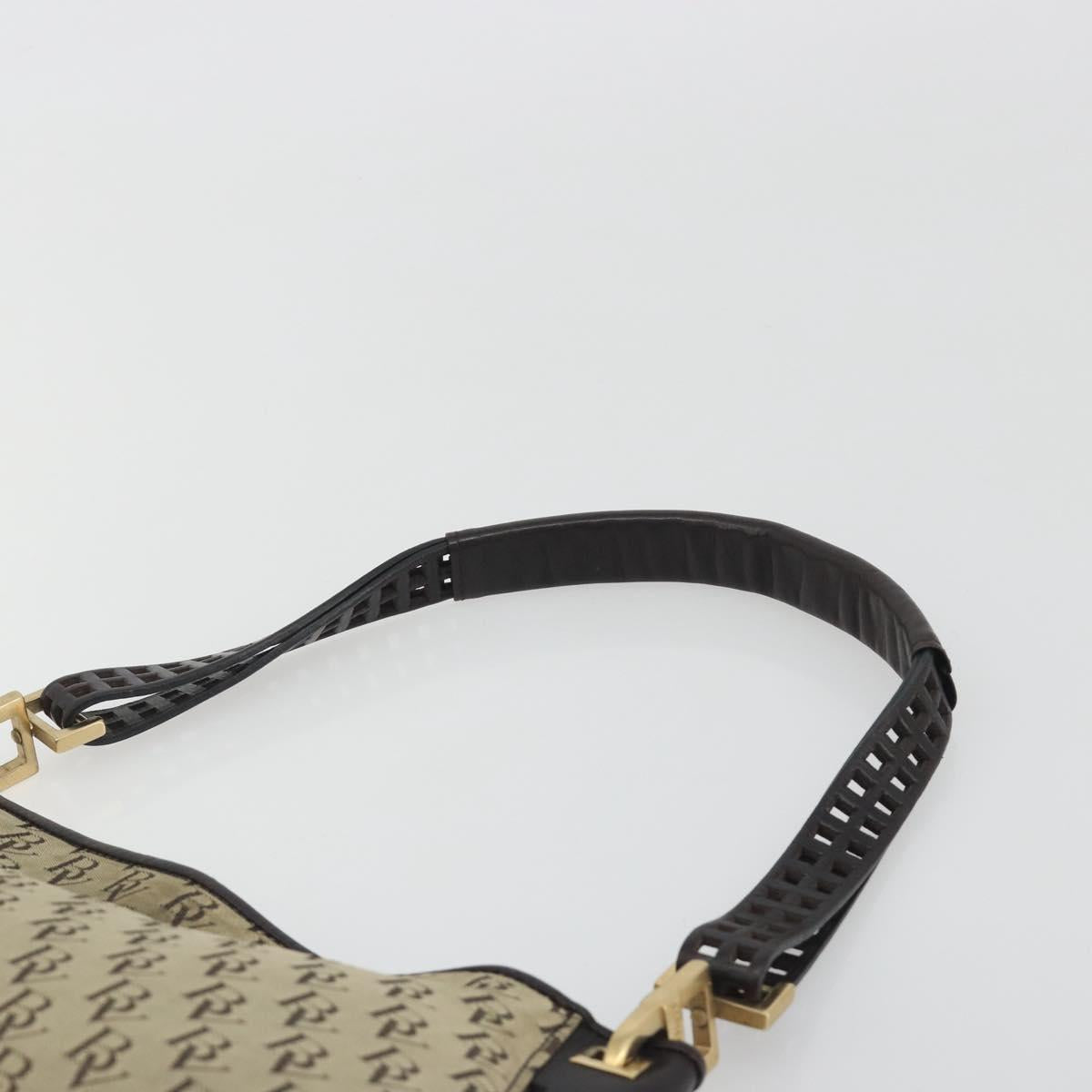 BOTTEGA VENETA Shoulder Bag Canvas Beige Gold Auth 195022
