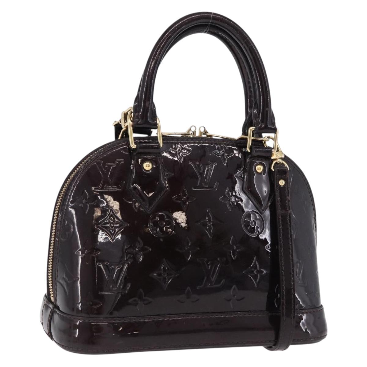 LOUIS VUITTON Monogram Vernis Alma BB Hand Bag 2way Amarante M91678 Auth 195023