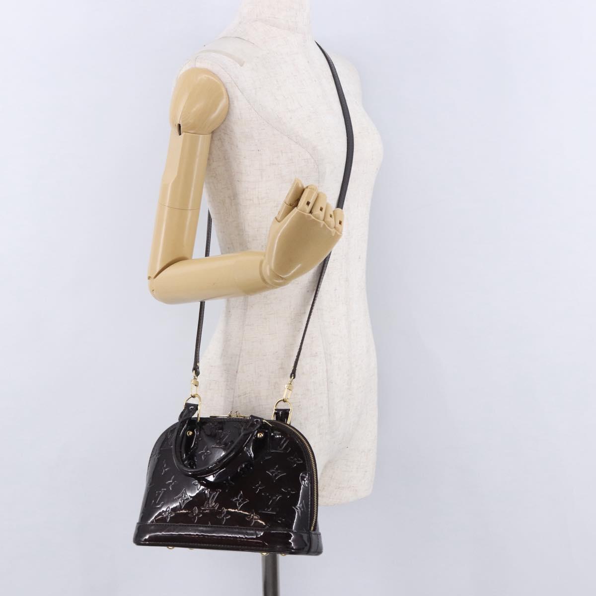 LOUIS VUITTON Monogram Vernis Alma BB Hand Bag 2way Amarante M91678 Auth 195023