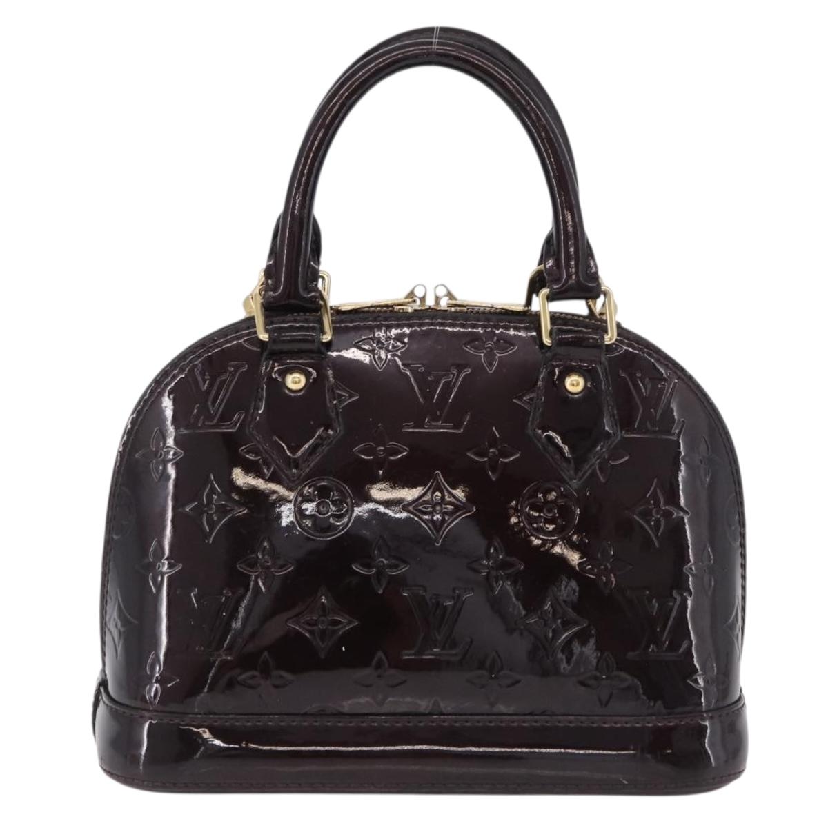 LOUIS VUITTON Monogram Vernis Alma BB Hand Bag 2way Amarante M91678 Auth 195023