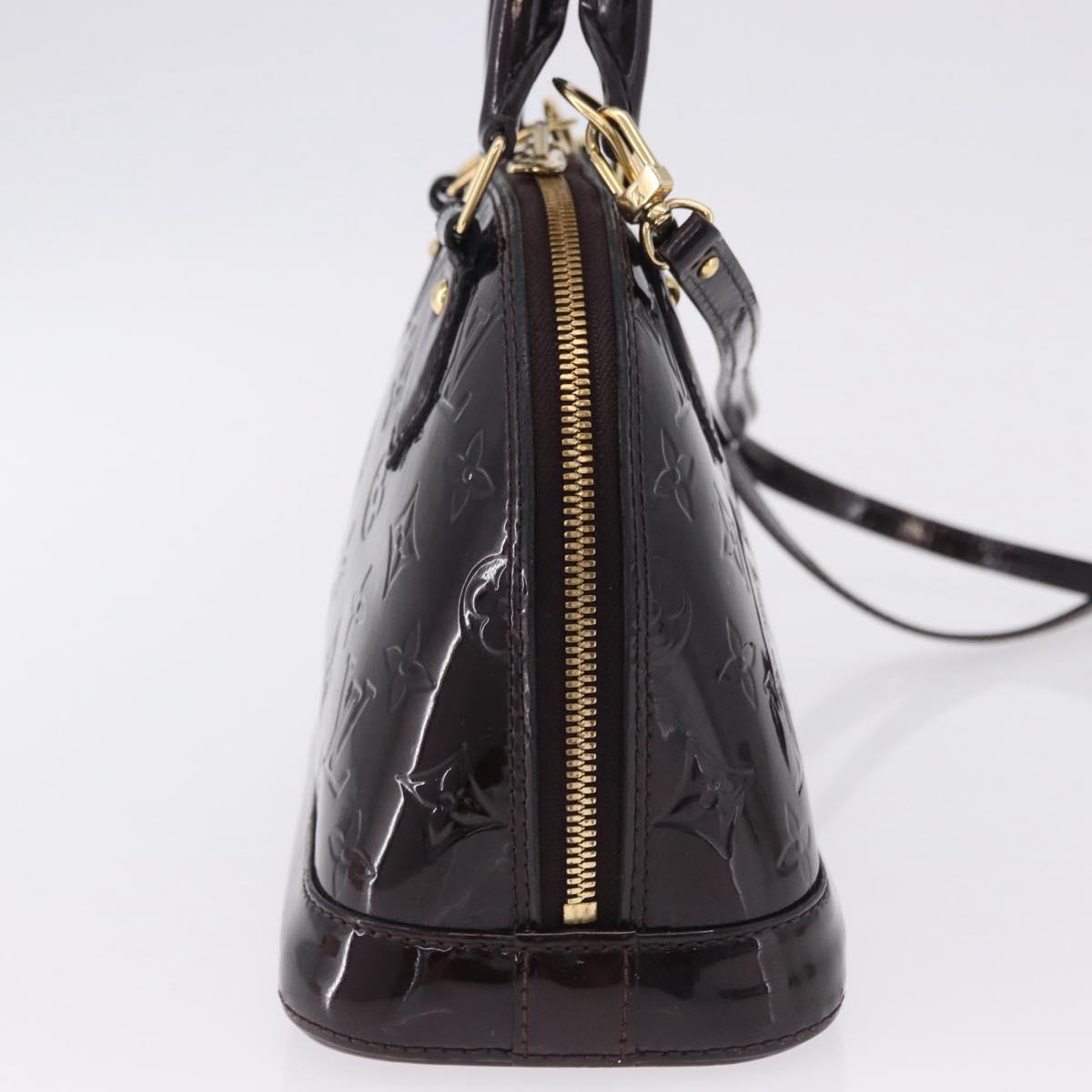 LOUIS VUITTON Monogram Vernis Alma BB Hand Bag 2way Amarante M91678 Auth 195023