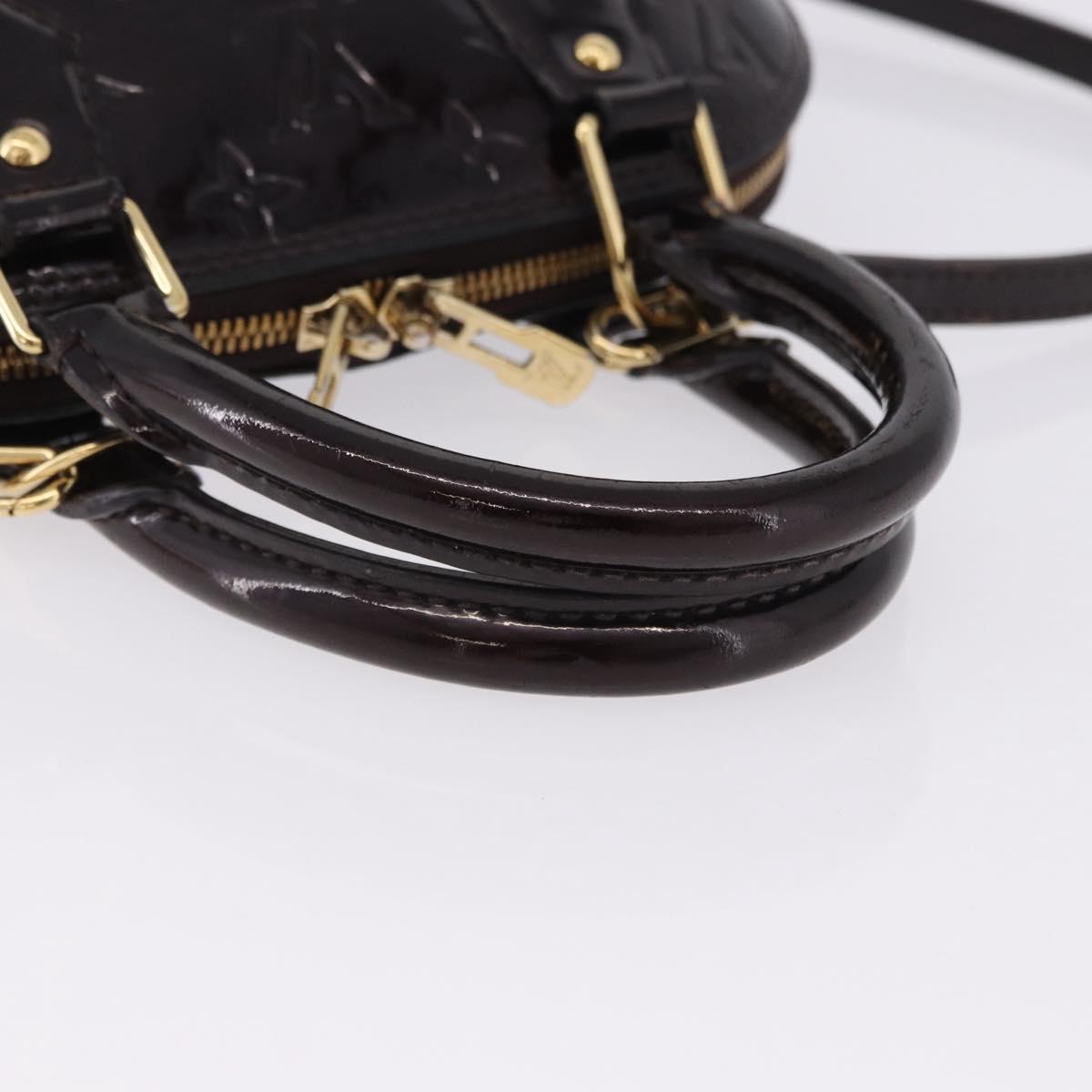 LOUIS VUITTON Monogram Vernis Alma BB Hand Bag 2way Amarante M91678 Auth 195023