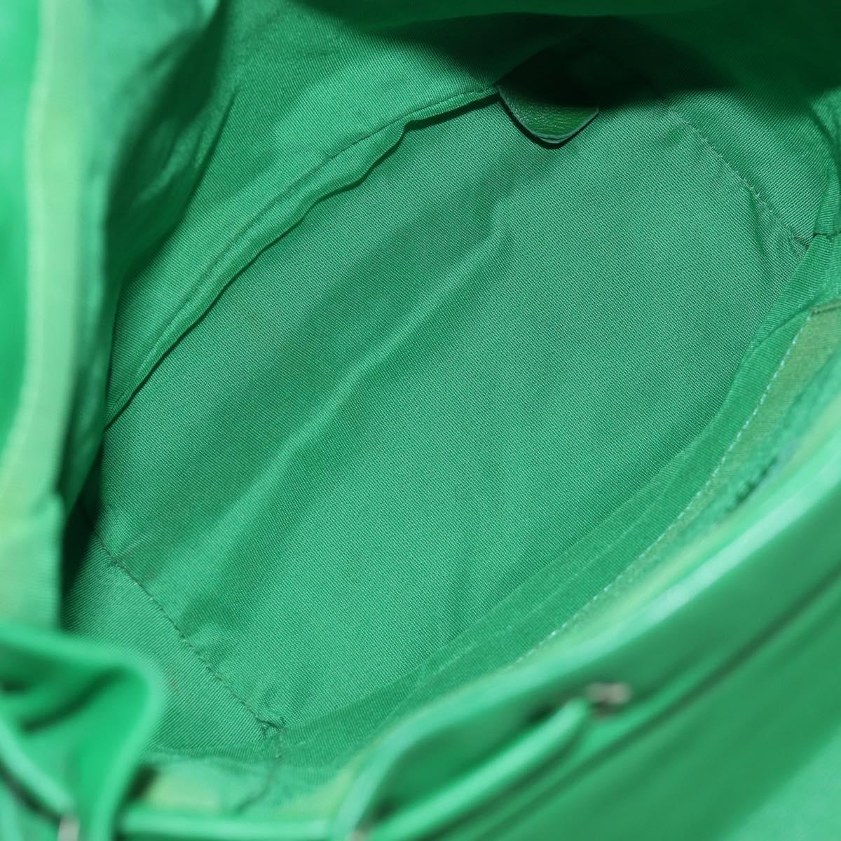 CHANEL Matelasse Chain Shoulder Backpack Lamb Skin Green Silver CC Auth 195024M