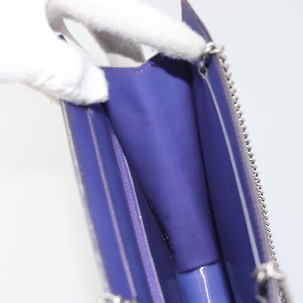 CHANEL Hologram COCO Mark Chain Shoulder Bag Vinyl Purple Silver CC Auth 195025A