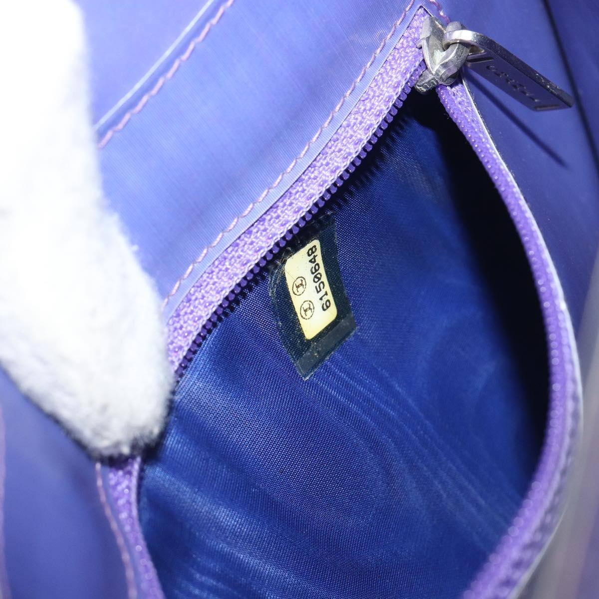 CHANEL Hologram COCO Mark Chain Shoulder Bag Vinyl Purple Silver CC Auth 195025A