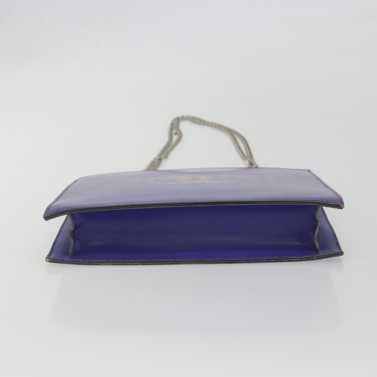 CHANEL Hologram COCO Mark Chain Shoulder Bag Vinyl Purple Silver CC Auth 195025A
