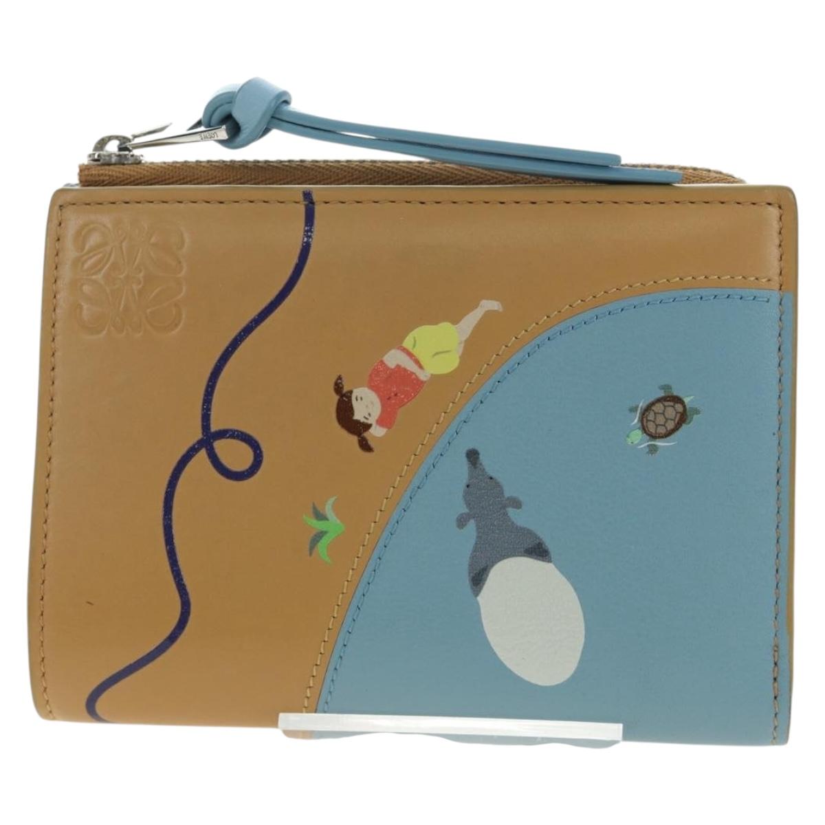 LOEWE Wallet Leather Suna Fujita Collaboration Brown Silver Auth 195028M