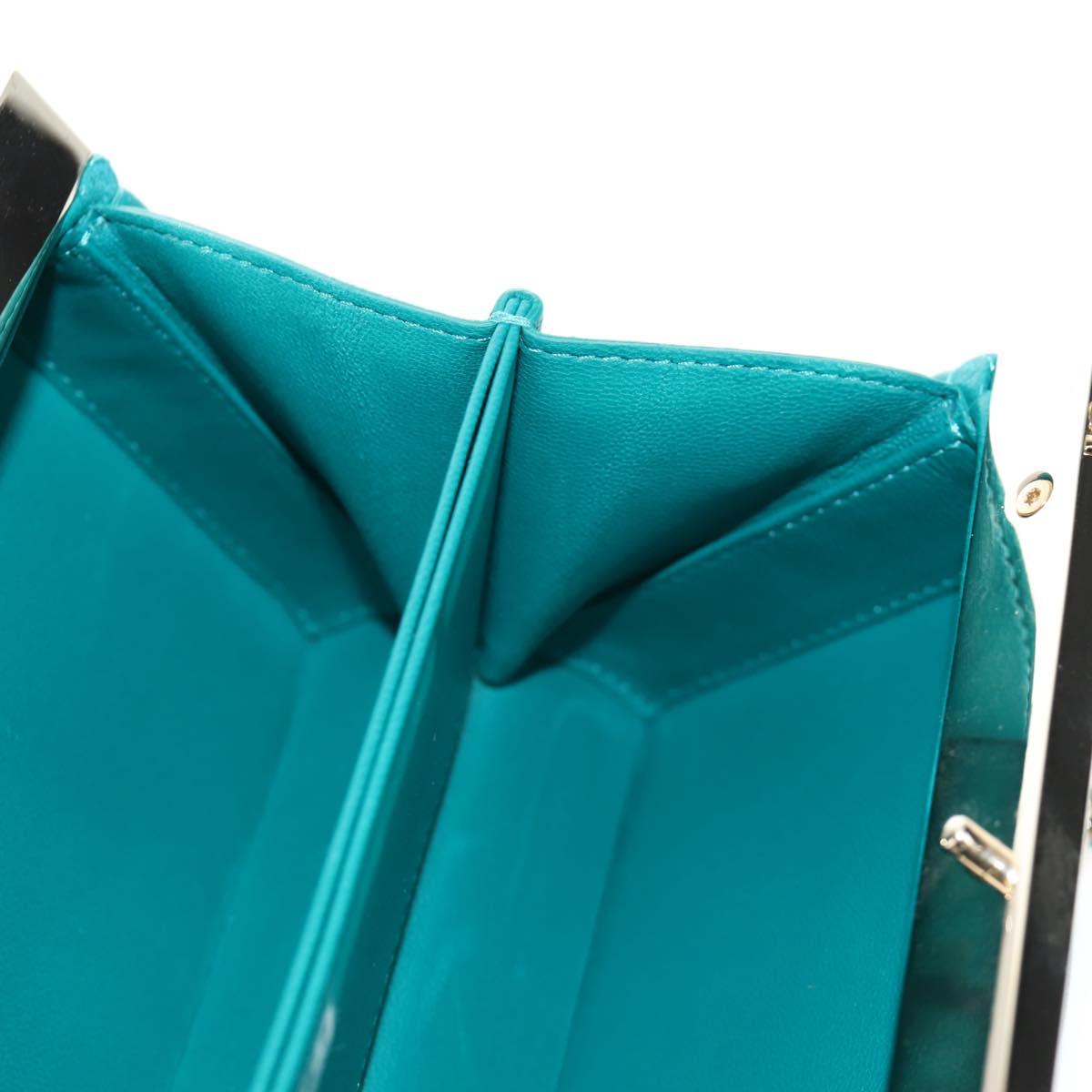 CHANEL Matelasse Chain Shoulder Bag Lamb Skin Green Gold CC Auth 195029SM