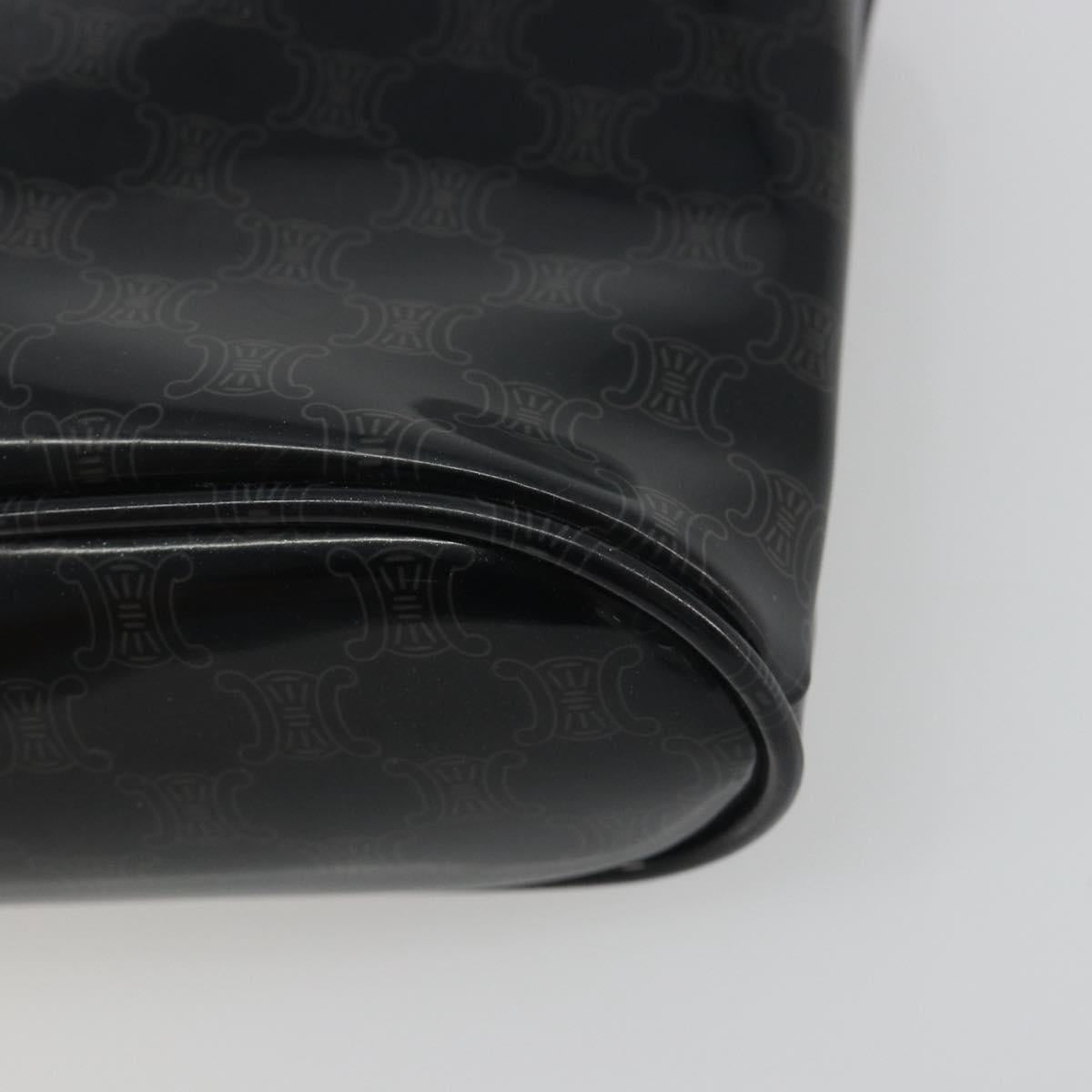 CELINE Macadam Canvas Hand Pouch Vinyl Black Auth 195036