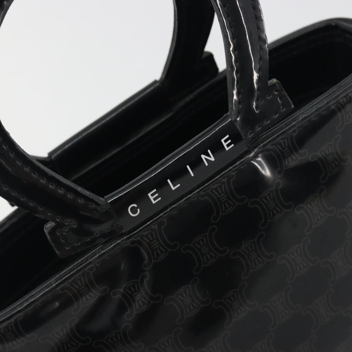 CELINE Macadam Canvas Hand Pouch Vinyl Black Auth 195036