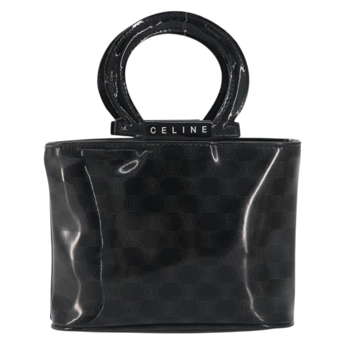 CELINE Macadam Canvas Hand Pouch Vinyl Black Auth 195036