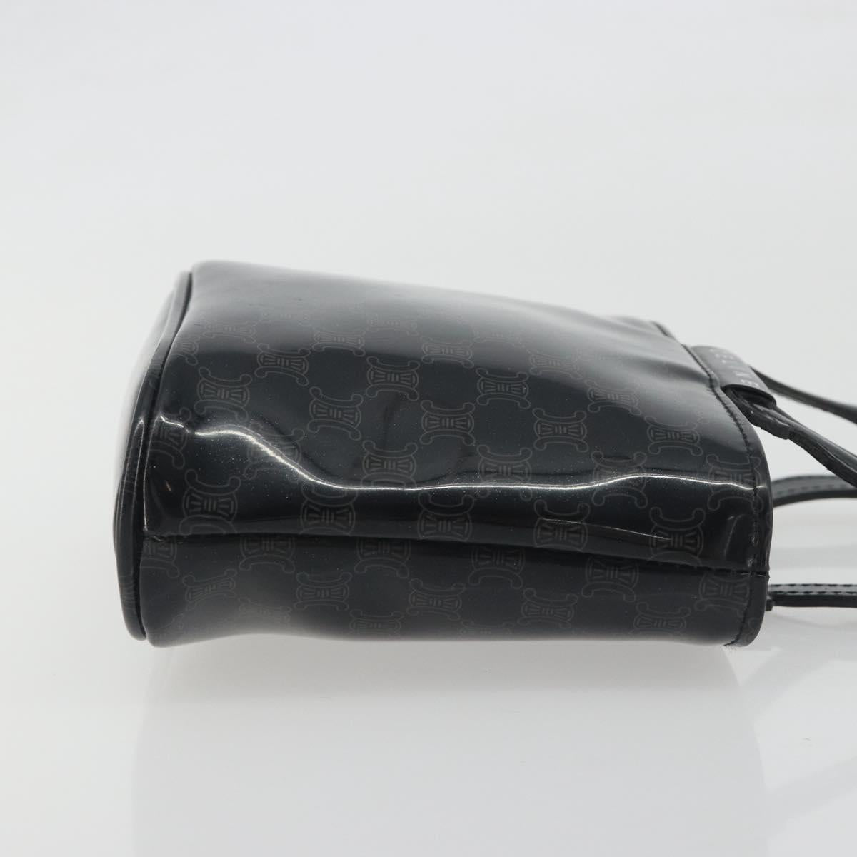 CELINE Macadam Canvas Hand Pouch Vinyl Black Auth 195036