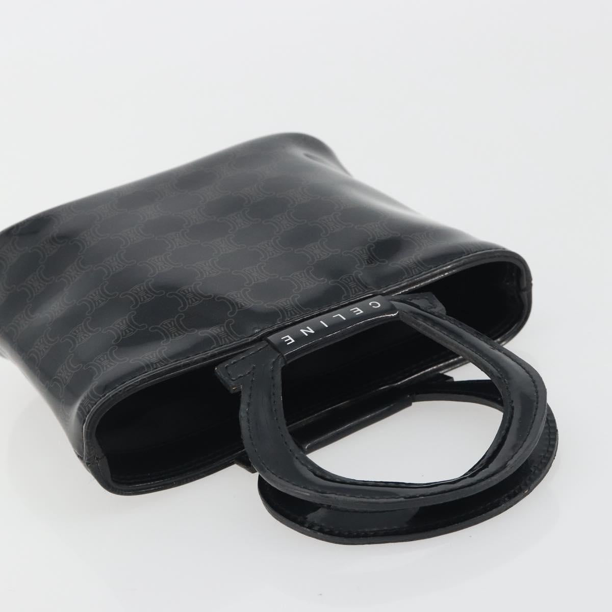CELINE Macadam Canvas Hand Pouch Vinyl Black Auth 195036