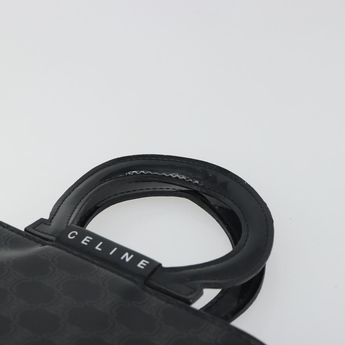 CELINE Macadam Canvas Hand Pouch Vinyl Black Auth 195036