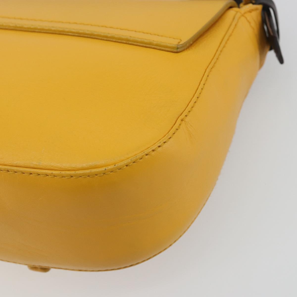 BALLY Shoulder Bag Leather Yellow Gold Auth 195037A