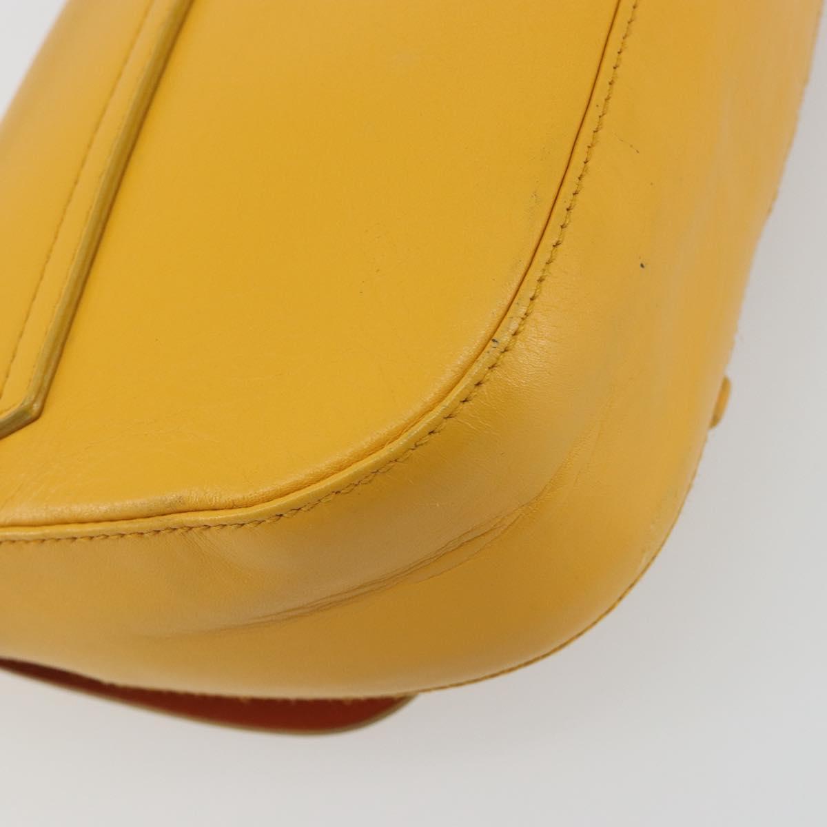 BALLY Shoulder Bag Leather Yellow Gold Auth 195037A