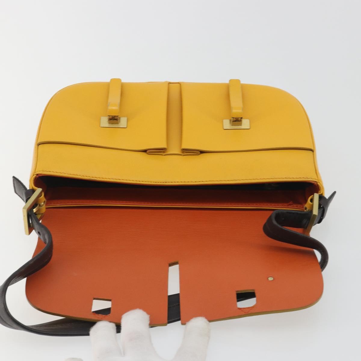 BALLY Shoulder Bag Leather Yellow Gold Auth 195037A