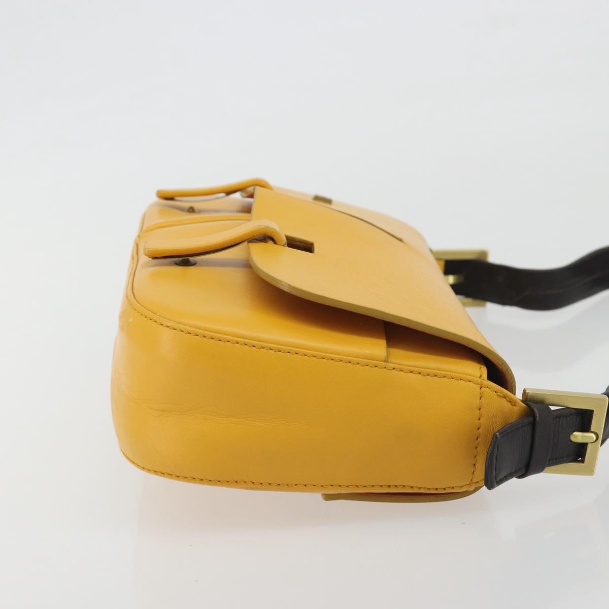 BALLY Shoulder Bag Leather Yellow Gold Auth 195037A