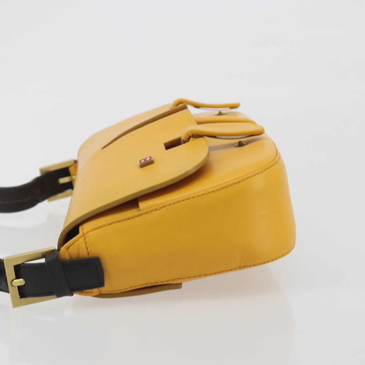 BALLY Shoulder Bag Leather Yellow Gold Auth 195037A