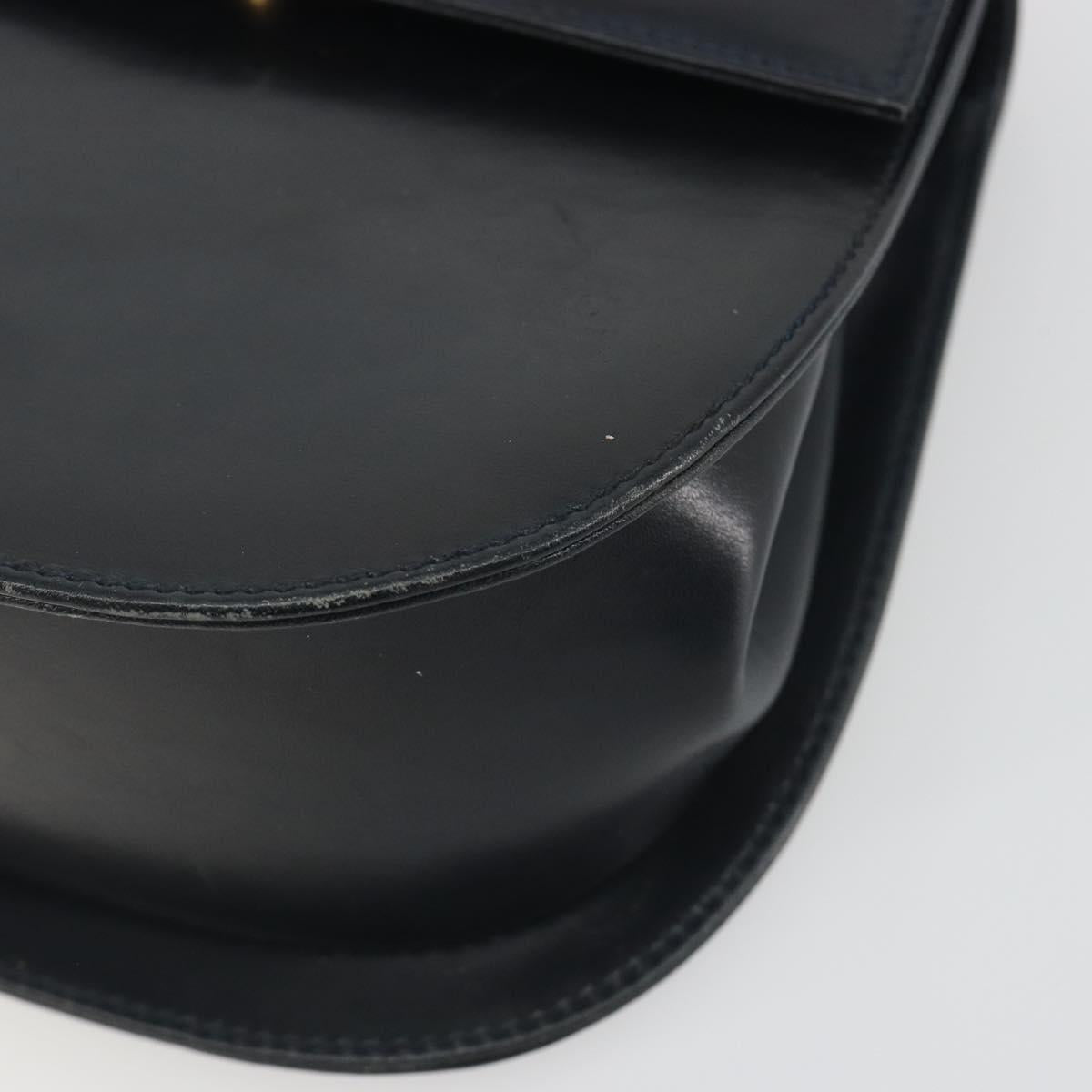 Salvatore Ferragamo Gancini Shoulder Bag Leather Black Gold Auth 195042