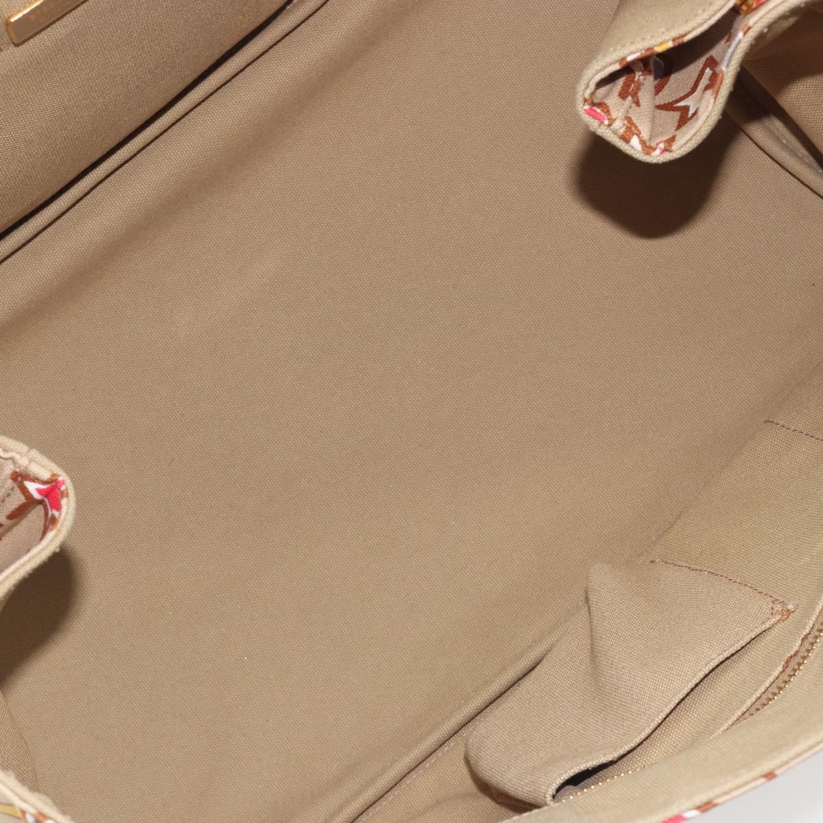 PRADA Canapa M Hand Bag Canvas Beige Gold Auth 195043A