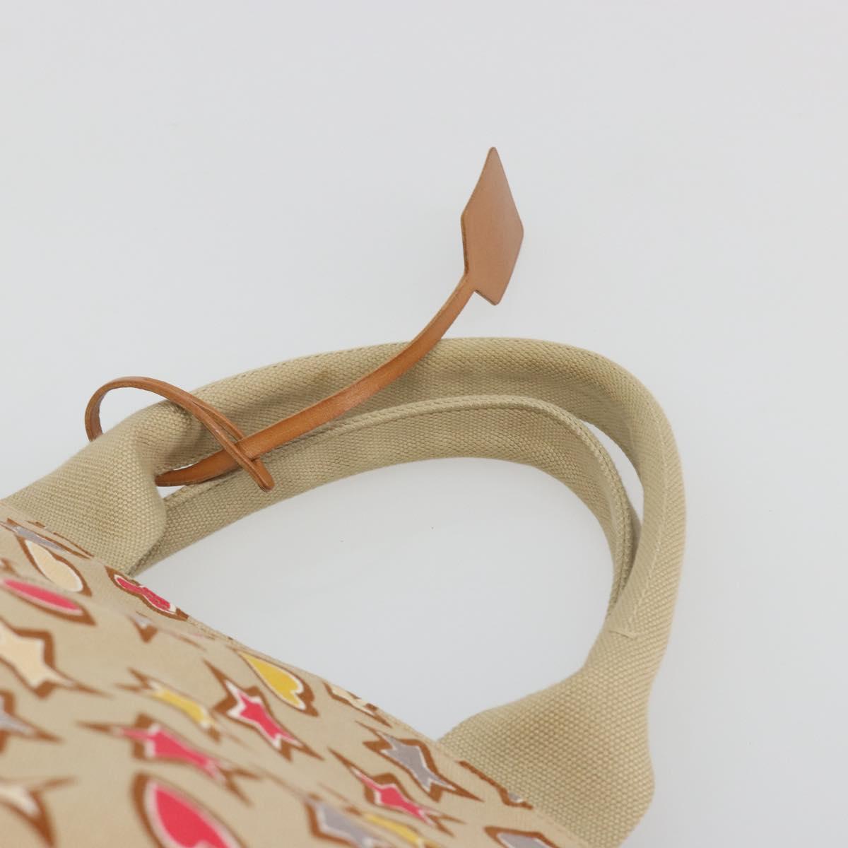 PRADA Canapa M Hand Bag Canvas Beige Gold Auth 195043A