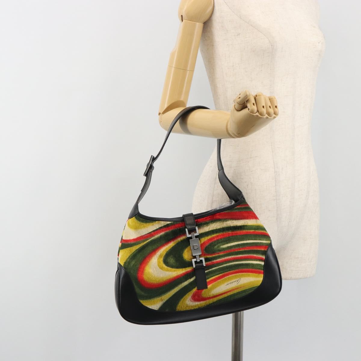 GUCCI Jackie Shoulder Bag Velor Multicolor Silver 001 3306 Auth 195044