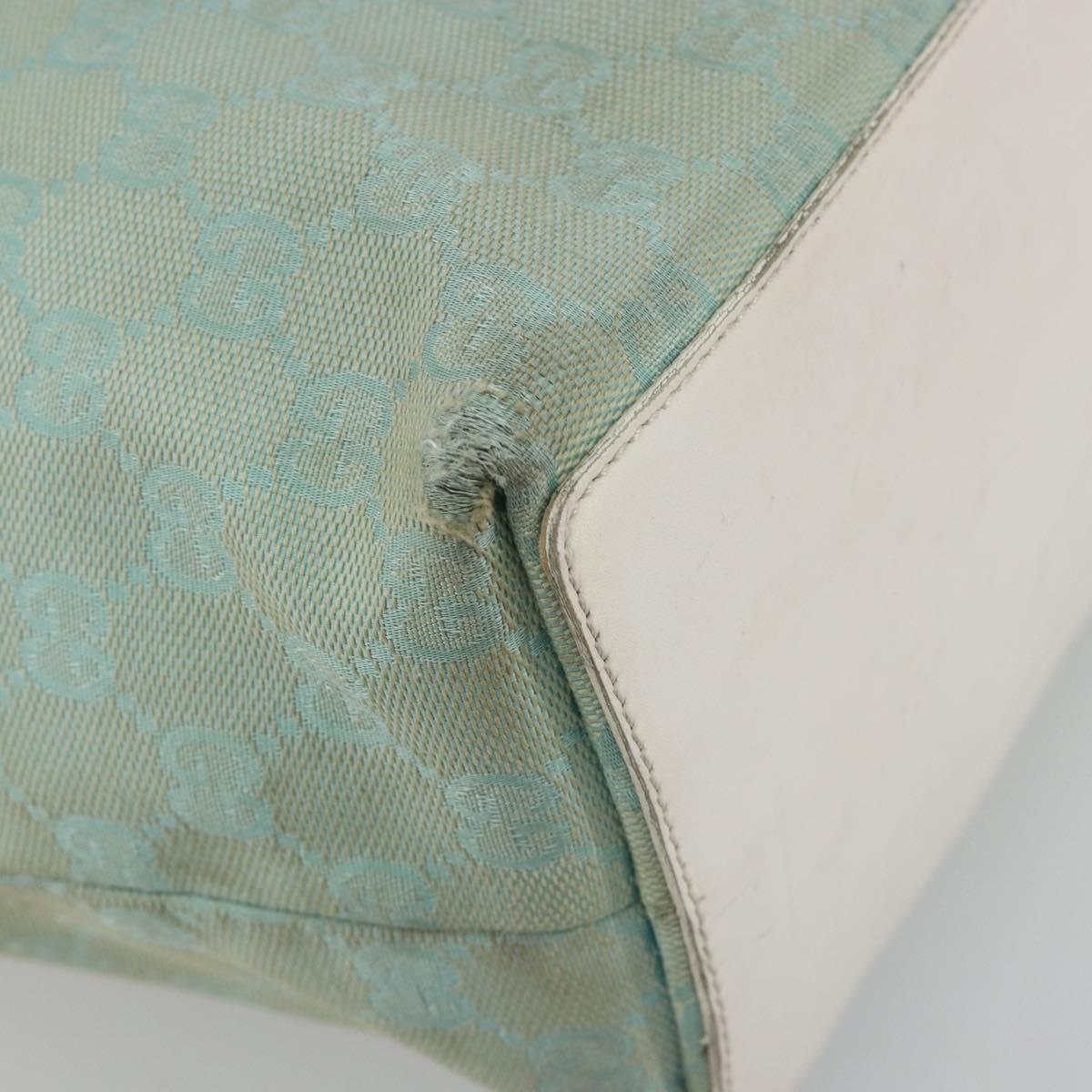 GUCCI GG Canvas Tote Bag Light Blue Gold 002 1098 Auth 195045