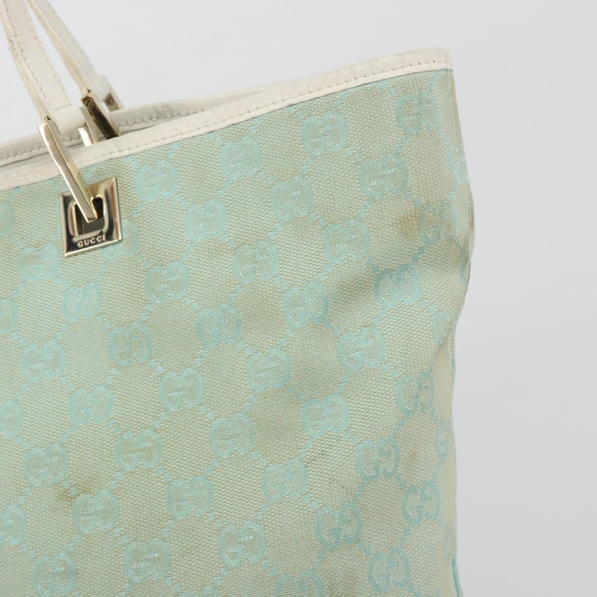 GUCCI GG Canvas Tote Bag Light Blue Gold 002 1098 Auth 195045